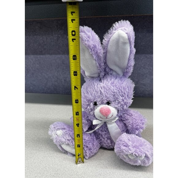 Animal Adventure Purple Bunny Pink Nose & White Ribbon 10" Plush Stuffed Animal - Picture 6 of 8